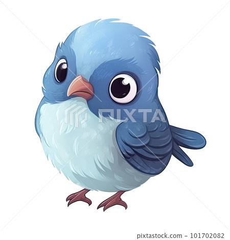 Cute blue bird isolated on white background. Transparent use for T shirt screen, fabric , print, cover, banner and invitation. 101702082