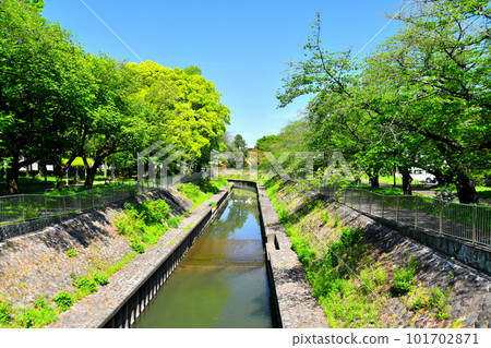 Zenpukuji River Green Space / Aioi Bridge / Looking upstream from Zenpukuji River (Suginami Ward, Tokyo) [April 2023] 101702871