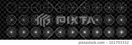 Segment slice set. Simple geometry. Diagram with sections or steps. Pizza geometry math. Pies fraction. Vector isolated illustration Segment slice set. Simple geometry. Diagram with sections or steps. Pizza geometry math. Pies fraction. Vector isolated illustration 101703332