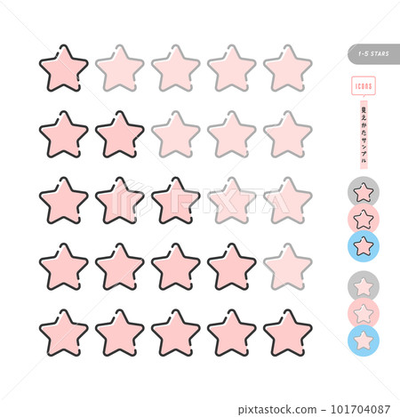 Pink 5-star rating icon material set-star 1 to star 5, rating, rating image Pink 5-star rating icon material set-star 1 to star 5, rating, rating image 101704087