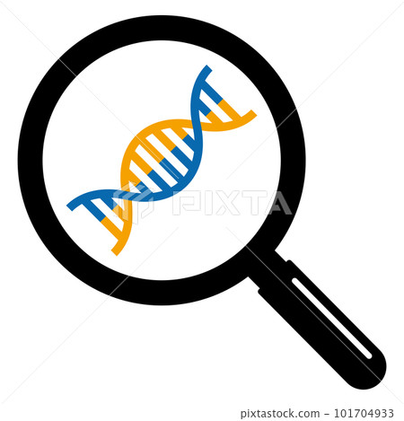 DNA magnified with a magnifying glass 101704933