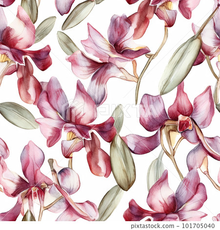 Nature orchid flower pattern design line, arts. Hand drawn outline design for fabric , print, cover, banner and invitation . 101705040