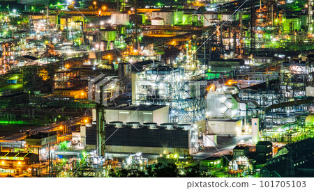 Factory night view (Mizushima industrial complex) 101705103