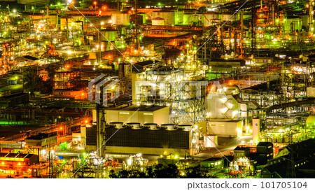 Factory night view (Mizushima industrial complex) Factory night view (Mizushima industrial complex) 101705104