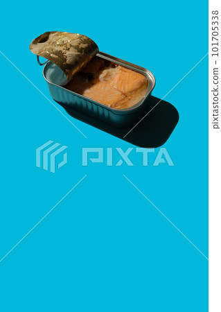 Open tin can with salmon Open tin can with salmon 101705338