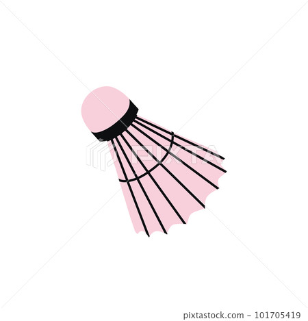 Shuttlecock. Badminton shuttlecock. Design of a shuttlecock. Badminton accessories. Sports equipment. Flat vector illustration isolated on black background 101705419