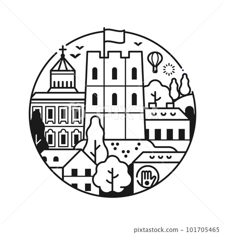 Travel Vilnius Icon with Gediminas Castle Tower 101705465