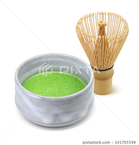 抹茶和茶拂的真實插圖 101705599
