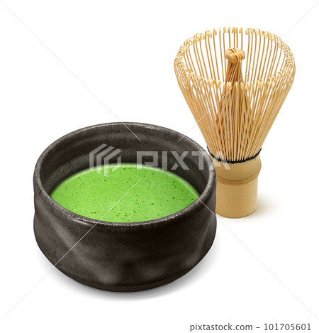 Illustration real of matcha and tea whisk Illustration real of matcha and tea whisk 101705601
