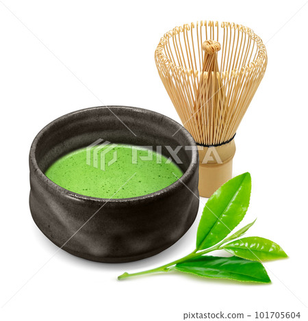 抹茶和茶拂的真實插圖 101705604