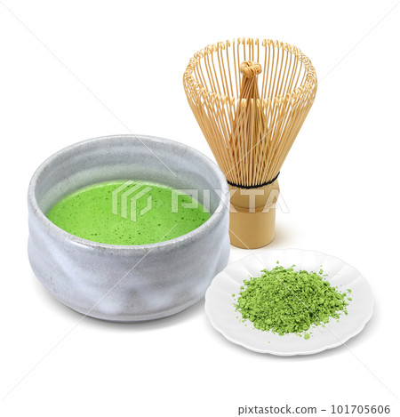 Illustration real of matcha and tea whisk Illustration real of matcha and tea whisk 101705606