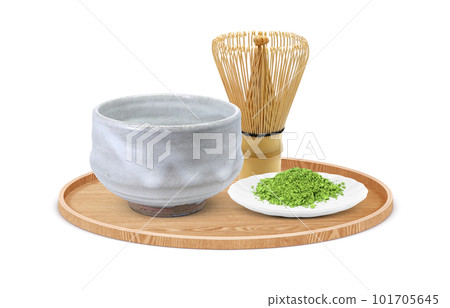 抹茶和茶拂的真實插圖 101705645