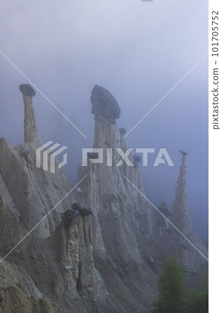 Earth pyramids of Platten (Erdpyramiden - Piramidi di Plata) near Percha and Bruneck,  South Tyrol, Italy 101705752