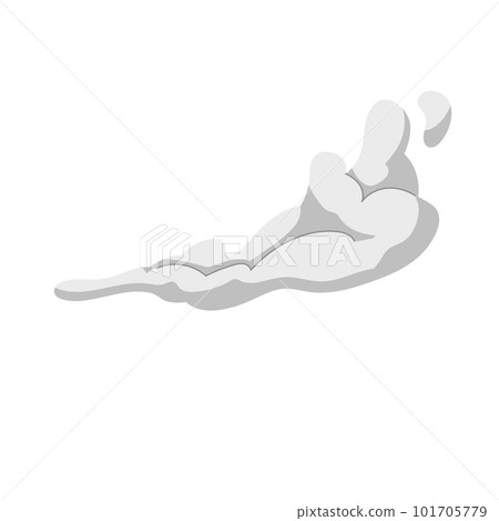Cartoon smoke or dust clouds, smoke puff, stream cloud elements. Steaming dust silhouettes. Isolated vector illustration 101705779