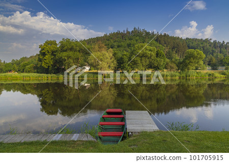 Berounka river in Zvikovec, Middle Bohemia, Czech Republic 101705915