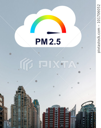 Bangkok's bustling downtown area. Bangkok sky scraper city with bad weather and air pollution PM 2.5 101706052