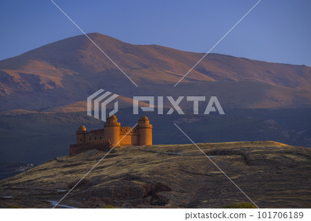 La Calahorra castle with Sierra Nevada, Andalusia, Spain 101706189