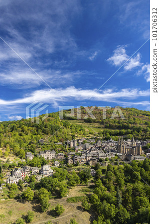 UNESCO village of  Conques-en-Rouergue in Aveyron department, France 101706312