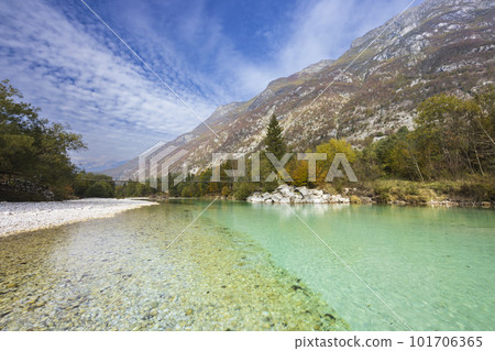 Landscape with river near village Bovec, Triglavski national park, Slovenia 101706365