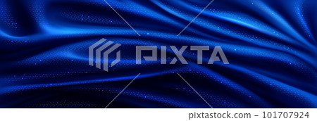 Blue silk fabric background, satin cloth texture 101707924