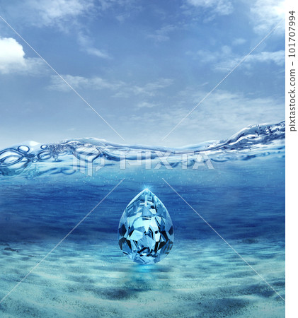 Blue cut diamond under sea ocean Blue cut diamond under sea ocean 101707994