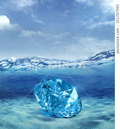 Blue cut diamond under sea ocean 101707995