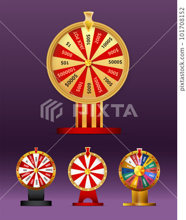 Fortune wheel vector set illustration for gambling background and lottery win concept. Wheel fortune for game and win jackpot. 101708152