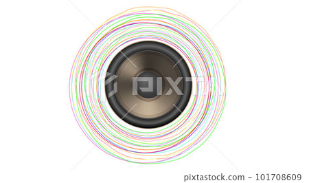 speaker and colorful wave on the white background 101708609