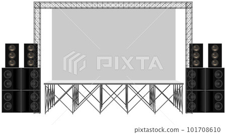 white stage and speaker with spotlight on the truss system on the white background 101708610