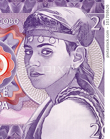 Portrait of a girl in the Yugoslav national costume from money 101708626