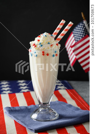 Vanilla milkshake for Patriotic Independence Day in USA. Vanilla milkshake for Patriotic Independence Day in USA. 101708673
