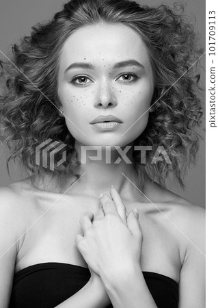 Beautiful woman. amazing curly girl. beauty fashion portrait Beautiful woman. amazing curly girl. beauty fashion portrait 101709113