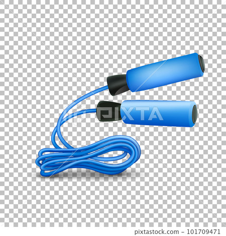 Blue jump rope. Vector illustration of sports equipment on a transparent background. 101709471