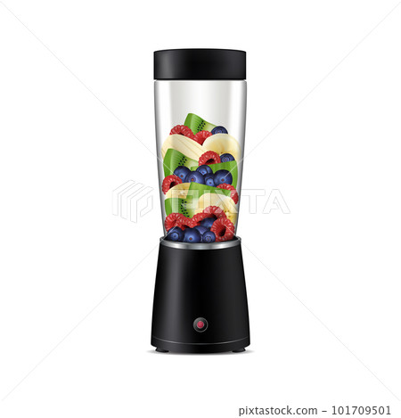 Blender vector illustration. Blender 3 d. Realistic illustration of a kitchen appliance. Smoothie maker. 101709501