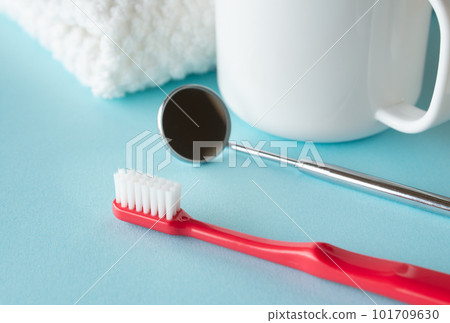 Oral care with a toothbrush, dental care, tooth and gum care, oral care, periodontal disease prevention, tooth decay prevention 101709630