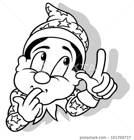 Drawing of a Magician Pointing a Finger Drawing of a Magician Pointing a Finger 101709737