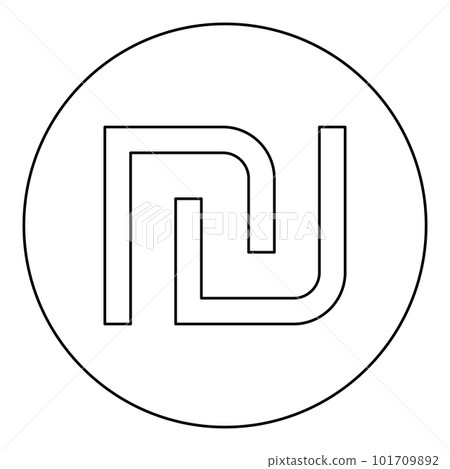 Israeli Shekel currency symbol ILS money nis sign new icon in circle round black color vector illustration image outline contour line thin style 101709892