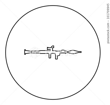 Grenade launcher military weapon army icon in circle round black color vector illustration image outline contour line thin style 101709945