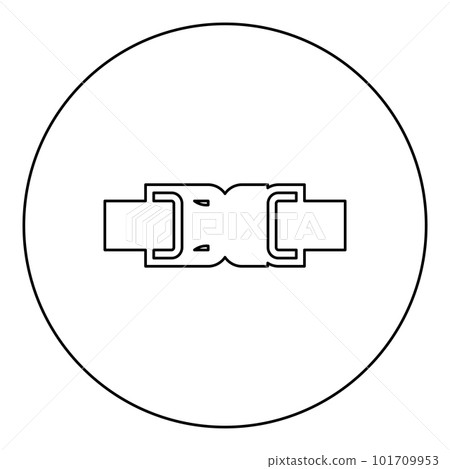 Buckle fastener clasp furniture for clothes system of fast snap join for backpack bag closed icon in circle round black color vector illustration image outline contour line thin style 101709953