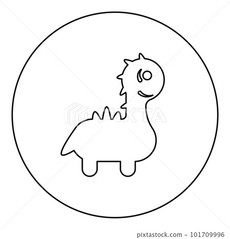 Funny dragon cute character dinosaur dino icon in circle round black color vector illustration image outline contour line thin style Funny dragon cute character dinosaur dino icon in circle round black color vector illustration image outline contour line thin style 101709996