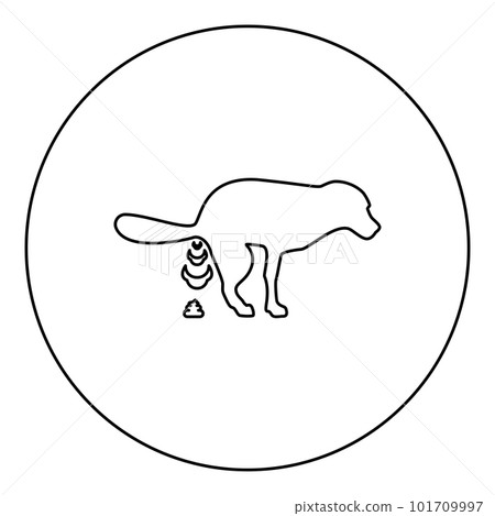 Dog defecation poke pooping pet feces doing its toilet concept of place for walking with animals shit site excrement canine icon in circle round black color vector illustration image outline contour Dog defecation poke pooping pet feces doing its toilet concept of place for walking with animals shit site excrement canine icon in circle round black color vector illustration image outline contour 101709997