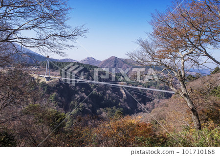 Kokonoe Yume Otsuribashi Oita sightseeing spot Japan's tallest suspension bridge A promenade in the sky A large suspension bridge over a valley 101710168