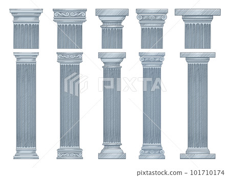 Ancient columns vector design illustration isolated on background Ancient columns vector design illustration isolated on background 101710174