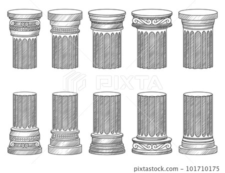 Ancient columns vector design illustration isolated on background 101710175