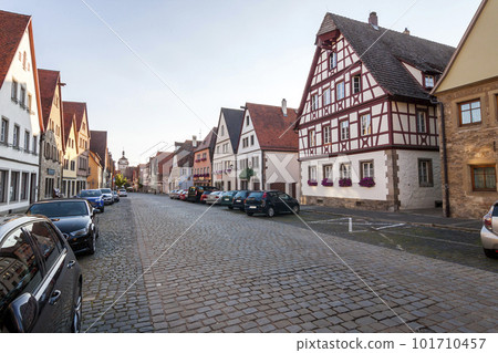 Town Rothenburg ob der Tauber, a town in the district of Ansbach of Mittelfranken (Middle Franconia), the Franconia region of Bavaria, Germany. Town Rothenburg ob der Tauber, a town in the district of Ansbach of Mittelfranken (Middle Franconia), the Franconia region of Bavaria, Germany. 101710457
