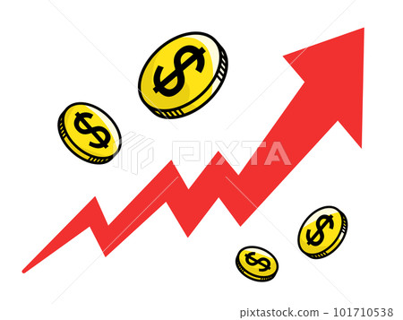 虛擬貨幣、股票、投資的上升箭頭和圖像說明 虛擬貨幣、股票、投資的上升箭頭和圖像說明 101710538