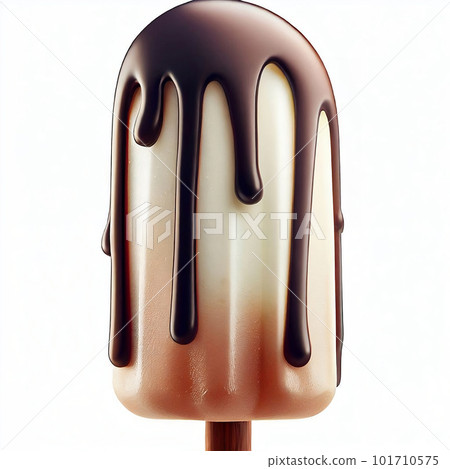 Close-up ice lollie with chocolate topping. Generative AI 101710575
