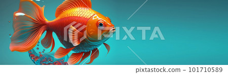 3D realistic single big Goldfish isolated on clean background banner. Generative AI 3D realistic single big Goldfish isolated on clean background banner. Generative AI 101710589