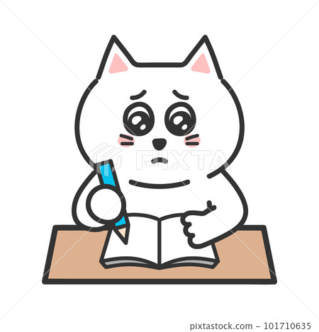 學習時焦慮和哭泣的貓插圖 學習時焦慮和哭泣的貓插圖 101710635