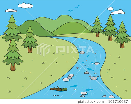 簡單美麗的河流插畫 101710687